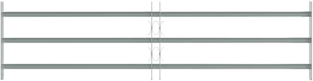 vidaXL Adjustable Security Grille for Windows with 3 Crossbars, Solid Galvanized Steel, Silver, Extendable Width 39.4"-59.1", Sturdy and Easy to Install