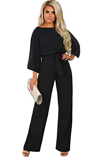 Paitluc Jumpsuit Long Sleeve Womens Jumpsuit Elegant Jumpsuits and Rompers Jumpsuit for Women Black Size M