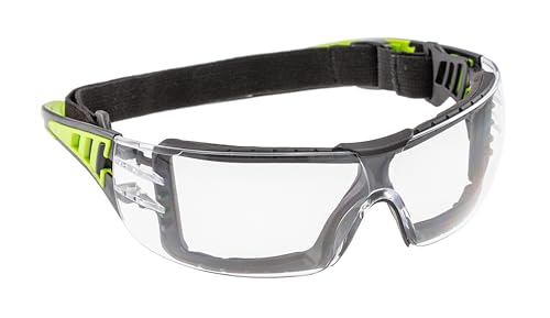 Högert Technik - LOTZEN Occhiali protettivi trasparenti/verde uni/protezione degli occhi, protezione UV - occhiali di protezione antigraffio per industria e commerciale/elastico/costruzione leggera e