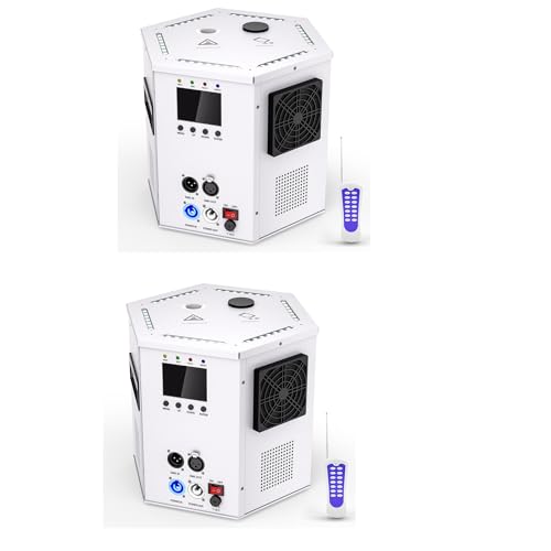 2 Pack 700W Upgraded Hexagon Stage Machine with 42 * 0.2W LED Ambient DMX512 & Remote Controlled Stage Machine Stage Equipment for Wedding Musical Show Outdoor