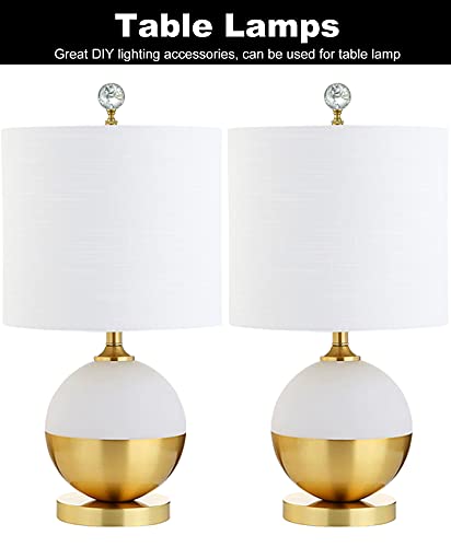 Image of 1 Pack Crystal Lamp Finial Cap with Polished Brass Finish Base - Handmade, Ball Shaped Clear Crackle Glass with Screw Knob Base, Decoration Accessories for Table and Floor Lamp Shade Top