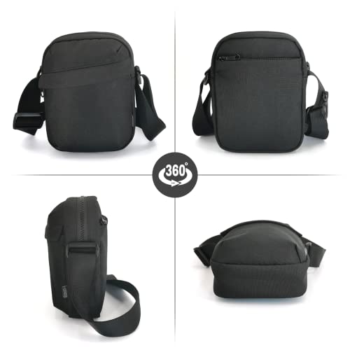 Qidi Unisex Small Crossbody Bag, Anti-Theft Side Shoulder Bag With Rfid And Zipper Locked, Adjustable Heritage Mini Messenger Satchel Tote Bag For Men And Women, Black #TOP5