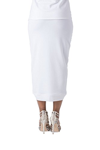Poetic Justice Curvy Women's White Stretch French Terry Cross Front Tulip Skirts3