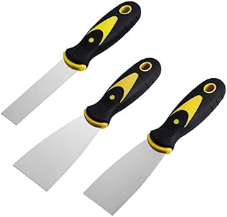 kuou 3 Pcs Wallpaper Scraper, Stainless Steel Paint Scraper Tool Plaster Scraper Set Wall Filler Tool Putty Scraper Set for Wall Decoration-1/1.5/2 Inch