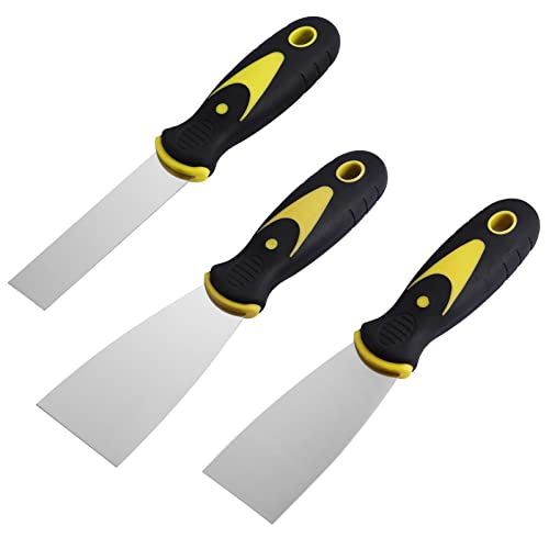 3 Pcs Wallpaper Scraper, Stainless Steel Paint Scraper Tool Plaster Scraper Set Wall Filler Tool Putty Scraper Set for Wall Decoration-1/1.5/2 Inch