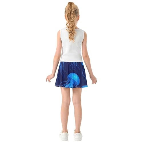 Joisal Athletic Shorts Girls Skorts Kids Tennis Skirts Blue Pink Little Girl Blue Jellyfish Deep Blue 3t4