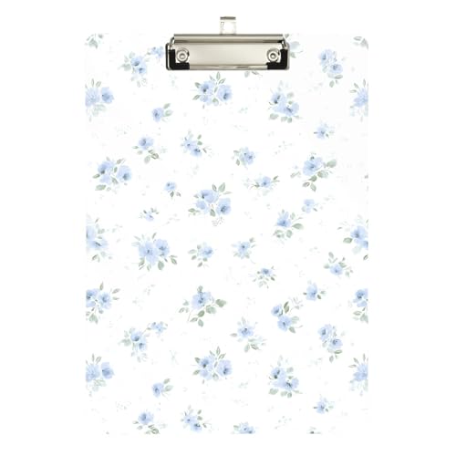 Porte-bloc acrylique élégant au motif floral bleu idéal pour embellir votre espace