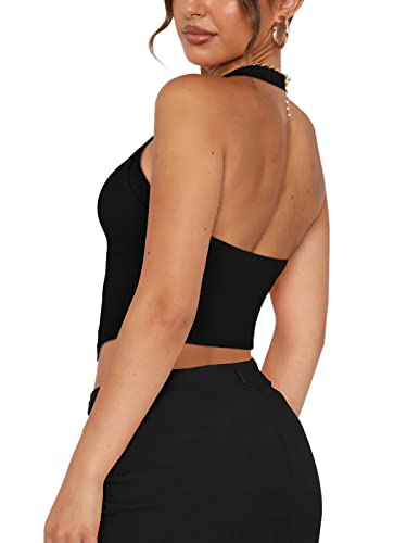 REORIA Butsmooth® Double Lined Sexy Halter Tops Camisole V Neck Sleeveless Corset Y2K Going Out Crop Tank Tops for Women2