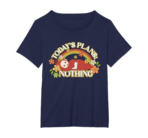 Teletubbies Today's Plans Nothing Po Vintage Floral T-Shirt, Women's Plus, Navy Blue, 6X