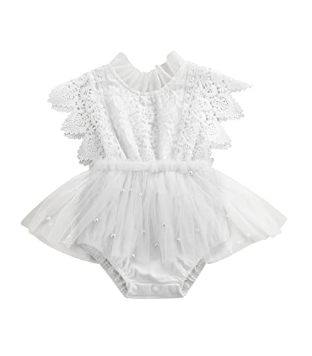 Newborn Baby Girl Lace Rompers Birthday Princess Dress Mesh Jumpsuits Tulle One-Piece Headband Summer Onesie