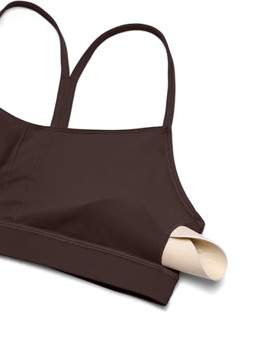 CRZ YOGA Women's Butterluxe Padded Sports Bra - Low Impact Y Back Strappy Bra Racerback Spaghetti Straps Gym Yoga Bras