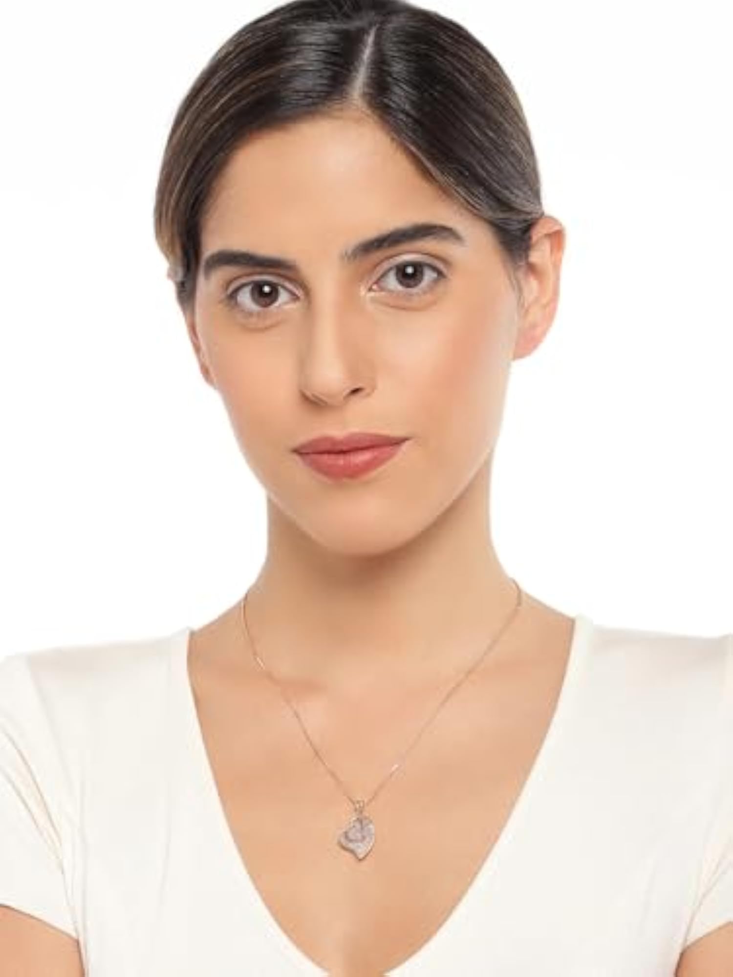 Women's Double Heart Pendant Necklace, Gold Plated