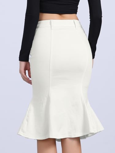 Allegra K Denim Jean Skirt for Women's High Waist Bodycon Ruffles Fishtail Skirts3