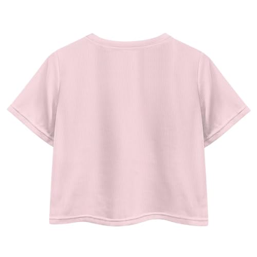 Image of Girls Summer Crop Top Outfits Short Sleeve T Shirts Kids Cute Clothes Tees Blouse
