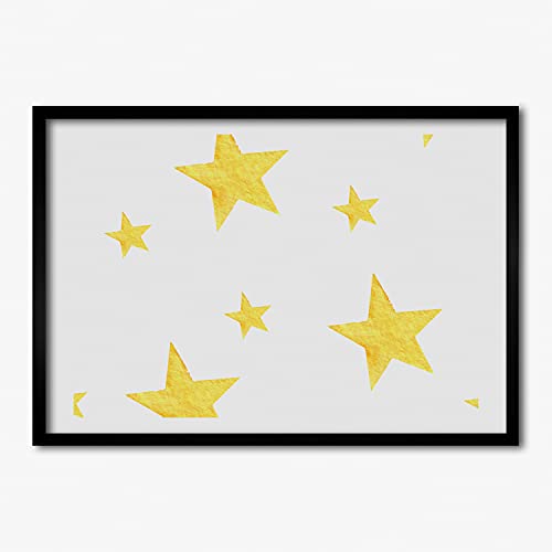 Cadre photo 70x50 cm Tulup tableau affiche peinture en bois MDF motif étoiles jaunes