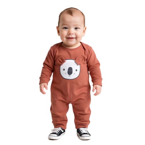 Image of 100% Cotton Animal face Print with 3D ears Rompers Sleepsuits Jumpsuit Night Suits for Infants Newborn Baby Boys & Girls