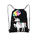 GGNKDL Mochila colorida con diseño de unicornio con cordón y cremallera Imagen de GGNKDL Mochila colorida con diseño de unicornio con cordón y cremallera