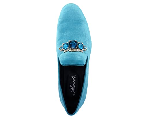 Amali Tiago- The Original Men's Faux Velvet Slip On Loafer with Jeweled Bit and Matching Piping - Mens Smoking Slip On Shoes - Formal Tuxedo Dress Shoe Loafers for Men3