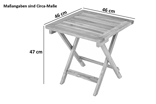 SAM Möbel Outlet SAM Beistelltisch Kaffee, Garten-Möbel aus Akazie-Holz massiv, Kleiner Garten-Tisch 46x46 cm, für Balkon Terrasse Garten, Hartholz Klapptisch in braun