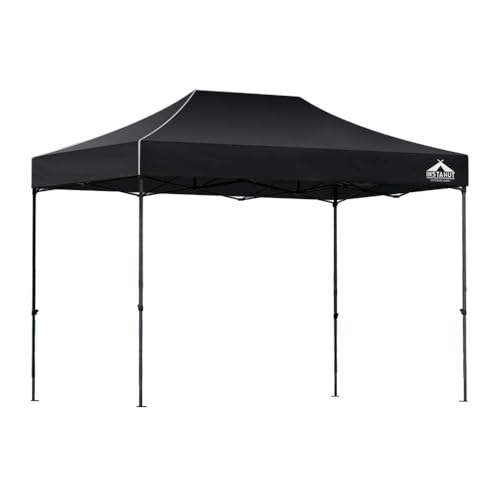 Instahut Gazebo 3x4.5, Pop Up Camping Tent Marquee Folding Black Gazebos Garden Outdoor Wedding Party Canopy Patio, Water Resistant and UV PU Coating