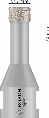 Bosch 1x PRO Multi Material Diamanttrockenbohrkronen für 22,23‑mm-Bohrung und kleine Winkelschleifer (für Fliesen, Harte Fliesen, Ø 12 mm, Professional Zubehör Kleiner Winkelschleifer)