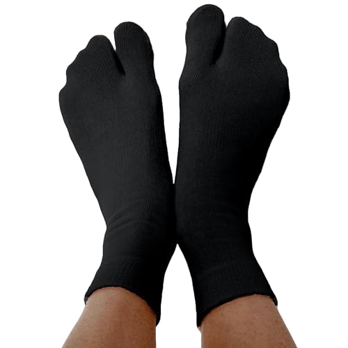 COUVER Men's Flip Flop, Split Toed socks(Ankle high), Tabi Big Toe Socks