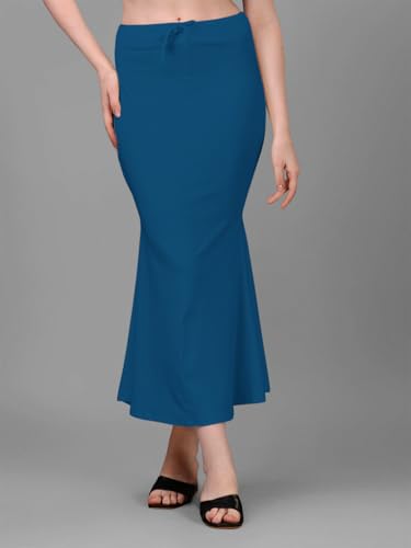 Image of Women's Saree Shapewear Petticoat, Cotton Blend Stretchable Mermaid Skirt, High Waist Tummy Control, Smooth Curve Fit with Adjustable Drawstring