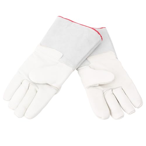Cninba13 35CM Cryogenic LN2 Gloves Liquid Nitrogen Low Tempt Protective Cow Leather Light Grey For Dry Ice/Cold Storage