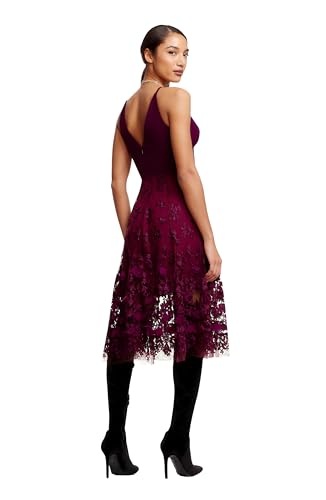 Image of Dress the Population Women's Darleen Sleeveless Plunging Neckline Fit and Flare Midi Dress