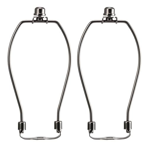 7 Inch Lamp Harp, Saangseon Dark Nickel Lamp Shade Harp Holder Replacement with Finial and Detachable 3/8 Saddle Base, Set of 2 DIY Lighting Accessories, Light Duty