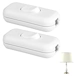 2pcs Inline Switch,Double Pole In Line Switch for Lamps 250V 6Amp,Lamp Switch Inline Light Accepts 2 or 3 Core Round/Flat Wire,Torpedo for Led Light Bulb Lamps (white)