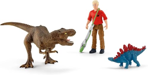 SCHLEICH 41465 Tyrannosaurus Rex Angriff, für Kinder ab 5-12 Jahren, Dinosaurs - Spielset