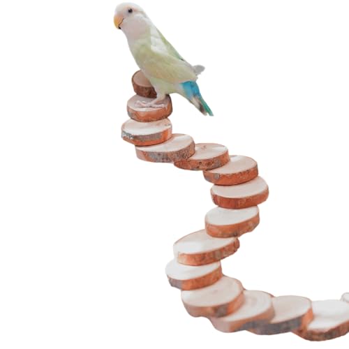 Copfeu Parrot Ladder Toy Parrot Climbing Bird Cages for Parakeets Bird Toys Parakeet Cage Perch Parrot Hanging Hammock Toy Chew Toys Hamster Cage Toys Climb Ladder Bite Wooden (15 Steps)
