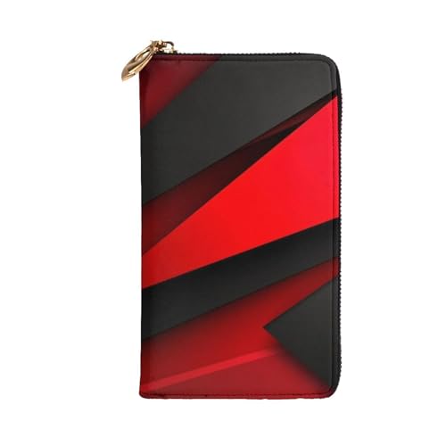 Red Black Wallet for Men Women Long Purse Leather Clutch Large Business Handbag Travel Phone Holder Credit Card Holder Money Case with Zipper Leather Wallets Gift2