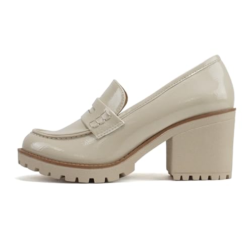 Image of Soda inchKinder inch ~ Women Slip On Chunky Mid Heel Lug Sole Penny Loafer Shoe
