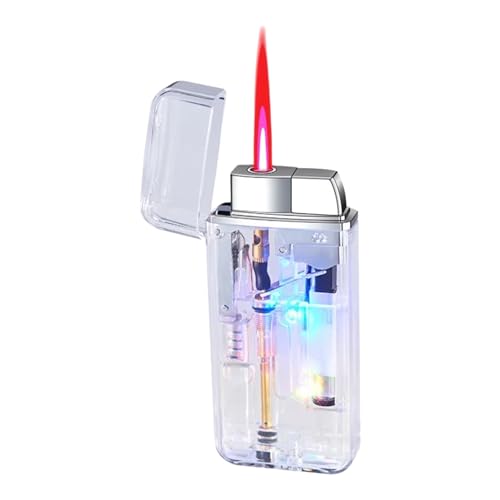 Encendedor transparente NIVEK llama rosa recargable miniatura 1