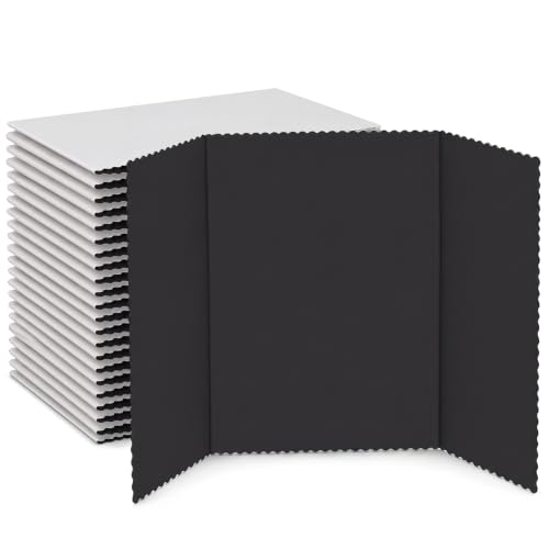Image of Ctosree 18 Pcs 14 x 22 Inch Tri Fold Poster Board Bulk for Display,Black | Science Fair Project,Classroom Display Paperboard, Single Wall Build, Lightweight Presentation Board,3 Panels