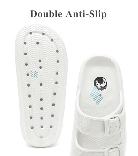 Image of Haifago Cloud Slide Sandals for Women Comfort Recovery Pillow Sandal, Lightweight House Bathroom Shower Slippers Adjustable Double Buckle Platform Slide