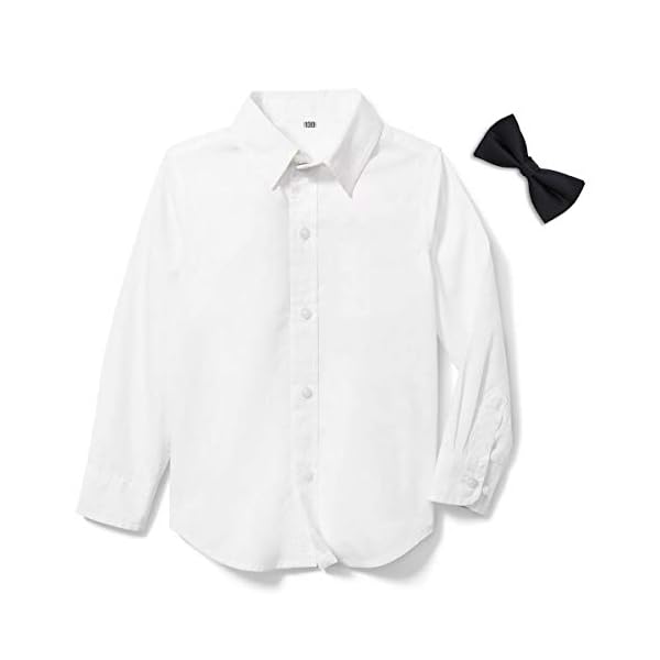 Rolanko Boys White Long Sleeve Dress Shirt Formal Button Down Shirts with Bow Tie for Boys' Kids Clothes - Image 3