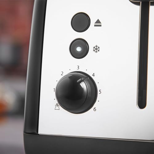 Russell Hobbs 2 Slice Lift & Look Toaster (Longer slots, 6 Browning levels, Defrost/Reheat/Cancel function, Removable Crumb Tray, 1670W, Black & Stainless Steel Gloss finish) 26550