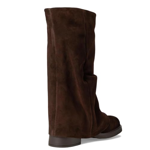 KysBloes Mid Calf Slouch Boots for Women Chunky Heel Fold Over Boot Closed Toe Comfortable Slouchy Moto Boots3