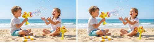 Image of 2-in-1 Automatic Bubble Maker Submarine Toy Gun & Mini Fan Toy for Kids | Cute Duck Bubble Blower Machine with Powerful Motor | Outdoor Summer Play Toy, LED Bubble Gun, Fun Party Gift for Boys