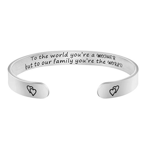 JoycuFF Women Bangle Bracelet Cuffs Open White Inspirational Girls Jewelry Engraved Encourage Mantra