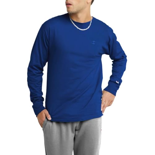 Image of Champion Men's Classic Long Sleeve T-Shirt, Standard Fit, Script & C Logo, Available in Regular and Big & Tall