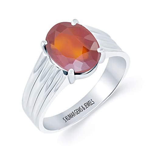Bague grenat hessonite 5,70 carats d'exception en argent massif