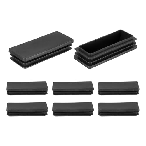 Image of uxcell 8 Pcs Rectangle Tubing End Caps 4 x 1 19 /32 Inch Plastic Hole Plugs Insert End Cap for Metal Tubing Post Chair Leg Table Bookshelves Furniture, Black