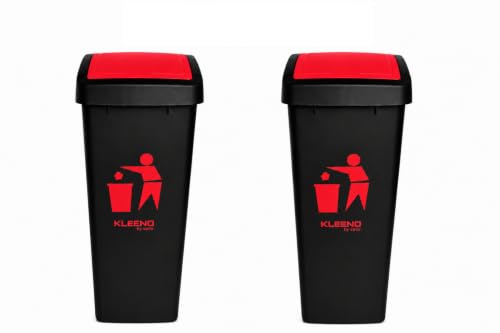 Image of Cello Plastic Garbage Swing-Lid Dustbin 48 Ltr, (RED /RED) COMBO