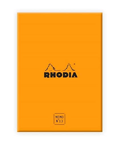 RHODIA 194052C, Memo Pad Box N°13 Orange, A6 11.5 x 16 cm, 5/5 (Small Squares), 240 Sheets 80g/m, Practical and Compact