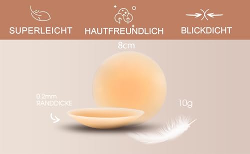 LEBEXY Nippelpads Damen | Nippelcover Selbstklebende Ultra dünn | Nippel Cover Pads | Brustwarzen Abdeckungen Nippelkleber | Nippelabdeckung Ultradünne | Brustwarzenabdeckung, 4 Paar 8cm, Atmungsaktiv