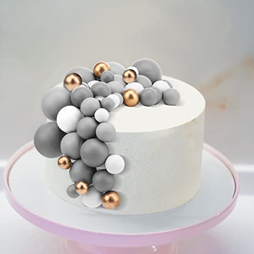 Tondiamo 108 Pcs Balls Cake Topper Balloons Cupcake Topper Diy Cake Insert Topper Foam Cake Balls Baking Decoration For Wedding Anniversary Birthday (Dark Gray, Gray, Light Gray,Multi Sizes) #TOP6